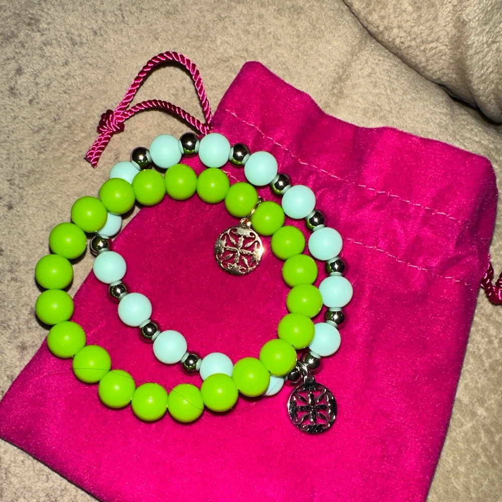 2 rustic cuff beaded bracelets